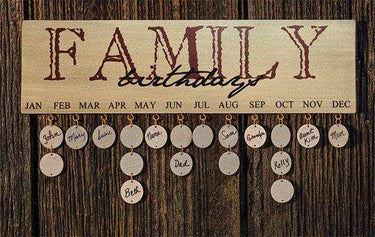 Family Birthday Calendar, Burgundy - The Fox Decor